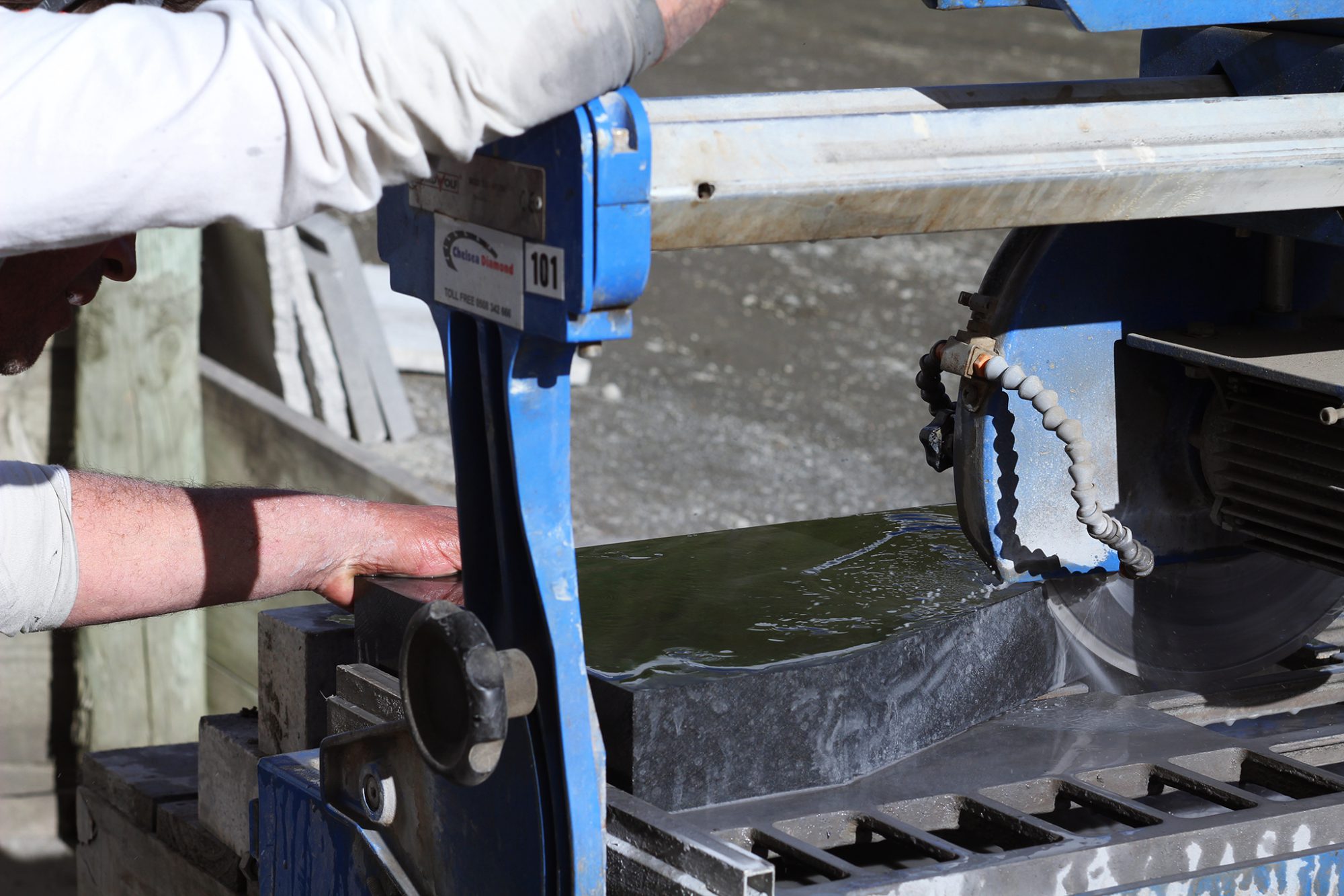 Cutting the granite